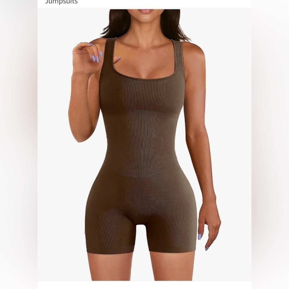 Seamless Brown Ribbed Bodysuit